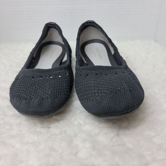 Cole Haan Grandzero Womens Ballet Shoes Size 7.5 B Flat Black Knit Stitch - Picture 2 of 10